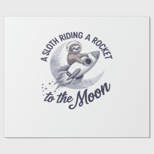 Papier Cadeau Astronaute Paresseux Adorable à Cheval