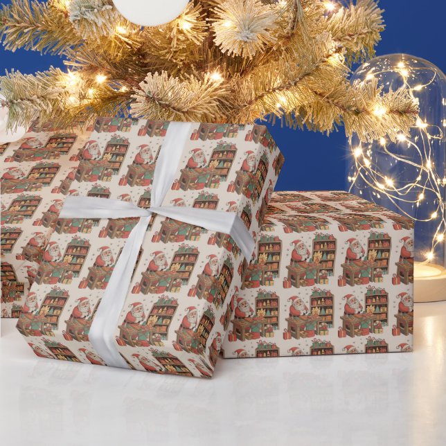 Papier Cadeau Atelier de jouets du Père Noël  (Vacances)