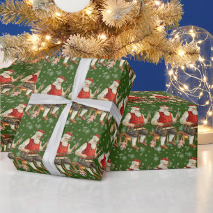Papier Cadeau Atelier de Noël du Père Noël Broderie Flocons de N