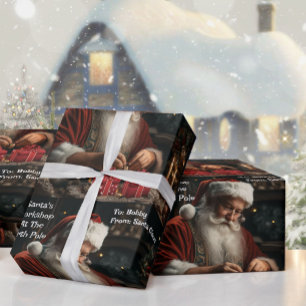 Papier Cadeau Atelier père Noël Ajouter le nom de l'enfant Ai