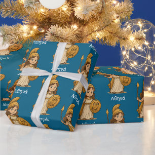 Papier Cadeau Athéna de dessin animé mignon – Personnalisation d