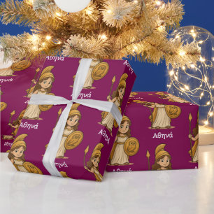 Papier Cadeau Athéna de dessin animé mignon – Personnalisé déess