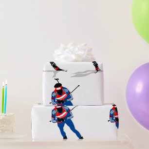 Papier Cadeau Athlète De Biathlon Sur Skis