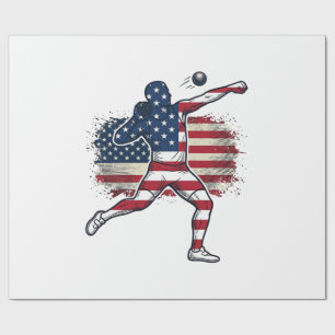 Papier Cadeau Athlète de lancer de poids patriotique dessin de g