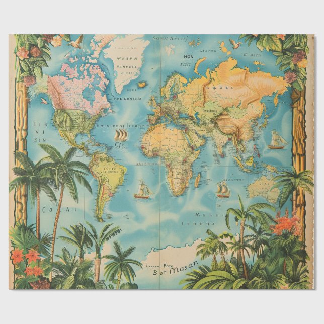 Papier Cadeau - Atlas Vintage (Plat)