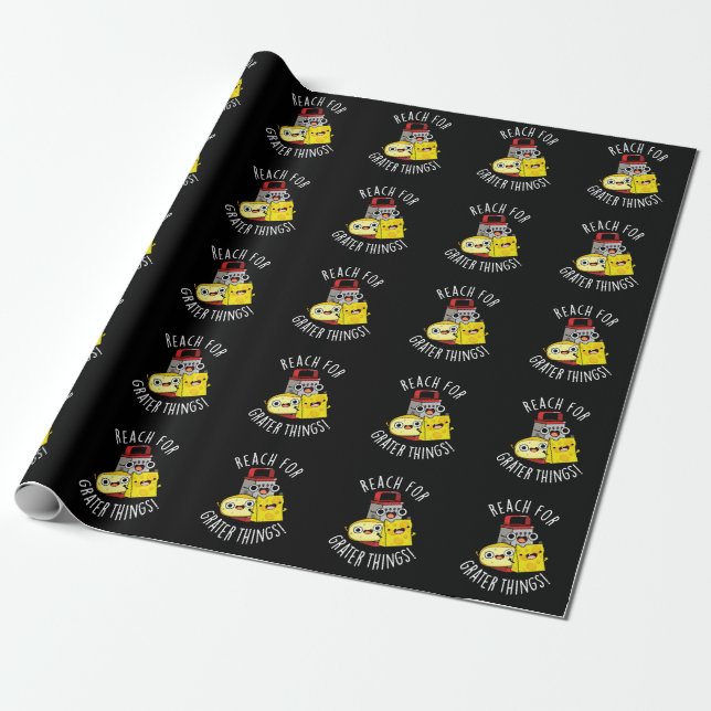 Papier Cadeau Atteignez de Plus Grandes Choses Pun Fromage Drôle (Déroulé)