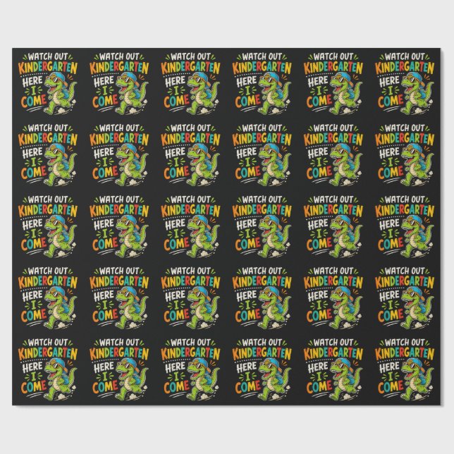 Papier Cadeau Attention maternelle j'arrive Dino (Plat)