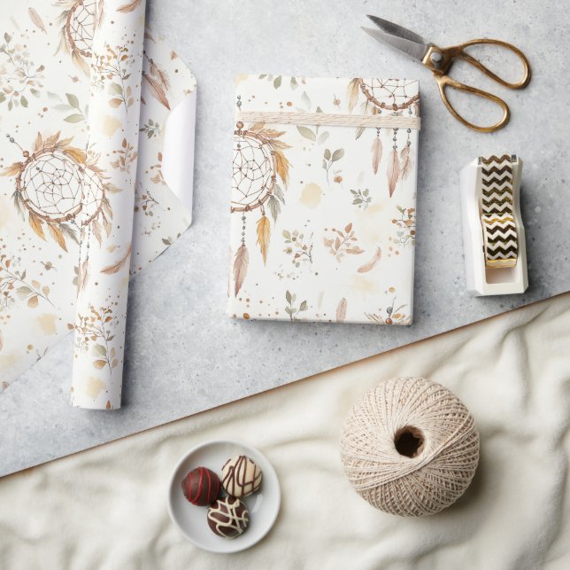 Papier Cadeau Attrape-rêves Plumes Anniversaire (Artisanat)