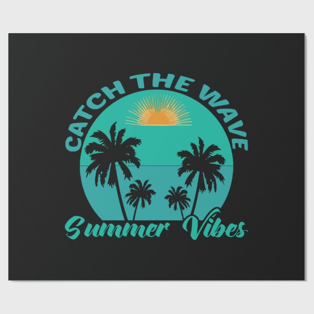 Papier Cadeau Attrapez la vague d'été (Plat)