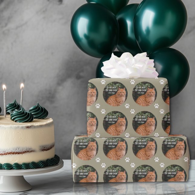 Papier Cadeau Au meilleur chat papa jamais photo personnalisée (Créateur téléchargé)