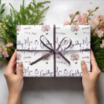 Papier Cadeau Au revoir Mlle Bonjour Mme Floral Fête des mariées<br><div class="desc">Au revoir moderne Mlle Bonjour Mme Fête des mariées florale Papier à envelopper. Le design a un arrière - plan de couleur blanche avec la citation "GOODBYE MISS HELLO MRS." et l'espace pour ajouter le nom de la mariée et la date en violet. Pour ces cadeaux de retour de douche...</div>