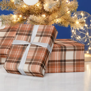 Papier Cadeau Auberge Terracotta Terracotta & Crème Tartan à Car