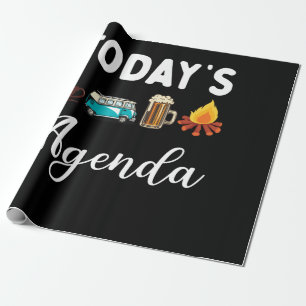 Papier Cadeau Aujourd'hui Agenda Café Camping Bière Feu de Campe