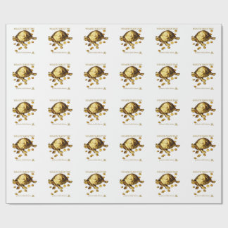Papier Cadeau AURALUXY™ Tortue Dorée – Mentalité de Richesse