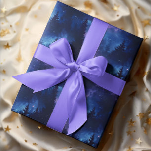 Papier Cadeau Aurora Borealis paysage de la forêt