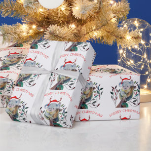 Papier Cadeau Australian Koala Santa Chapeau Joyeux Noël