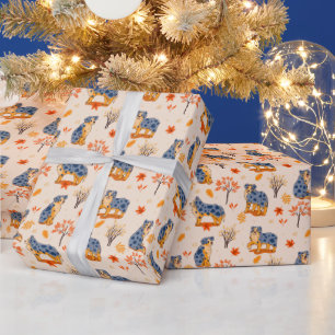 Papier Cadeau Australian Shepherd'automne quitte Bushes Motif