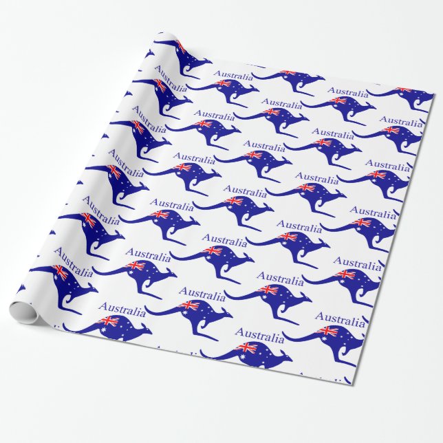 Papier Cadeau Australie : Drapeau Kangaroo Thunder_Cove (Déroulé)