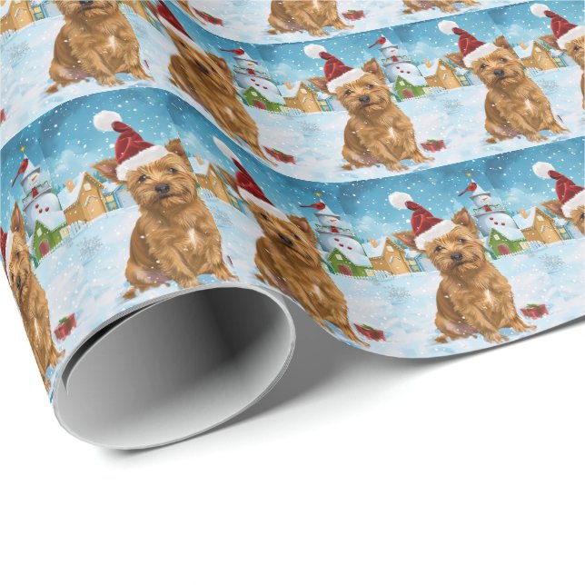 Papier Cadeau Australie Terrier Winter Wonderland Noël (Coin rond)