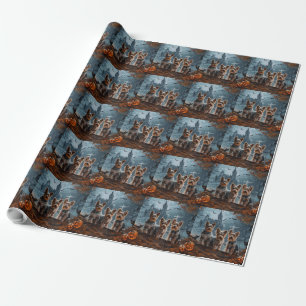 Papier Cadeau Australien Terrier Halloween nuit chien délice