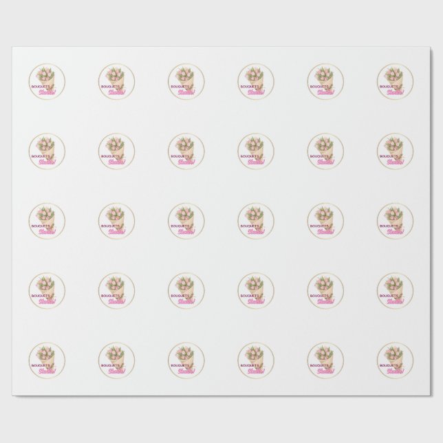 Papier Cadeau Autocollant de logo d'entreprise Bouquets (Plat)