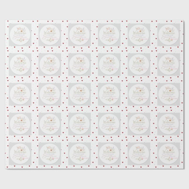 Papier Cadeau Autocollant / Étiquette de bienvenue pour bébé dou (Plat)