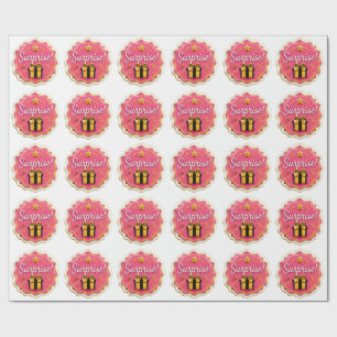 Papier Cadeau Autocollant pour boîte-cadeau rose "Surprise !" –