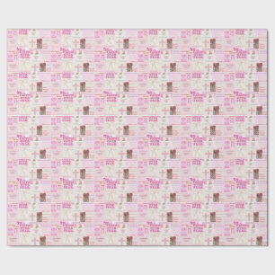 Papier Cadeau Autocollant Rose Fidèle