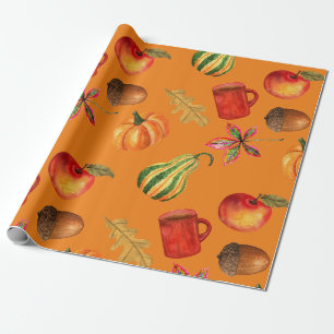 Papier Cadeau Automne Automne Halloween Citrouille Épice Rouille