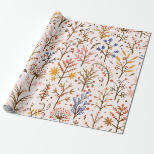 Papier Cadeau Automne Floral Motif sans couture. Doodle Plante,