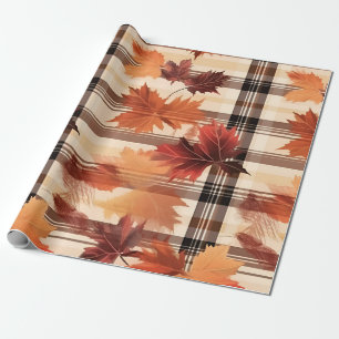 Papier Cadeau Automne Plaid Confortable Automne Design Motif