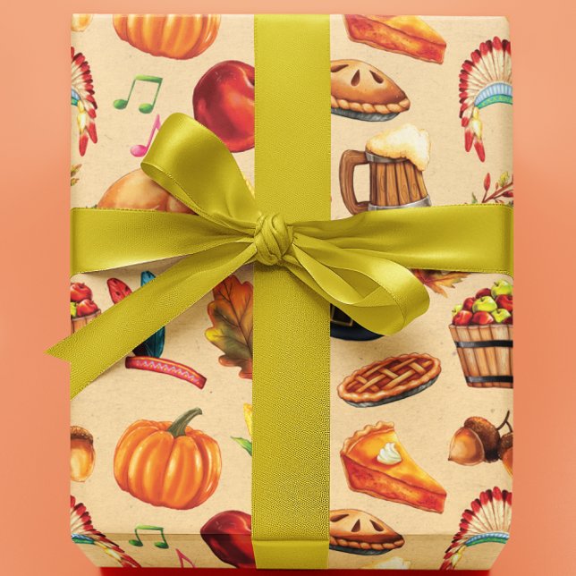Papier Cadeau Automne Thankgiving Turkey Wapping Paper (Créateur téléchargé)