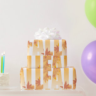 Papier Cadeau Automne Typographie d'automne Design avec Feuille