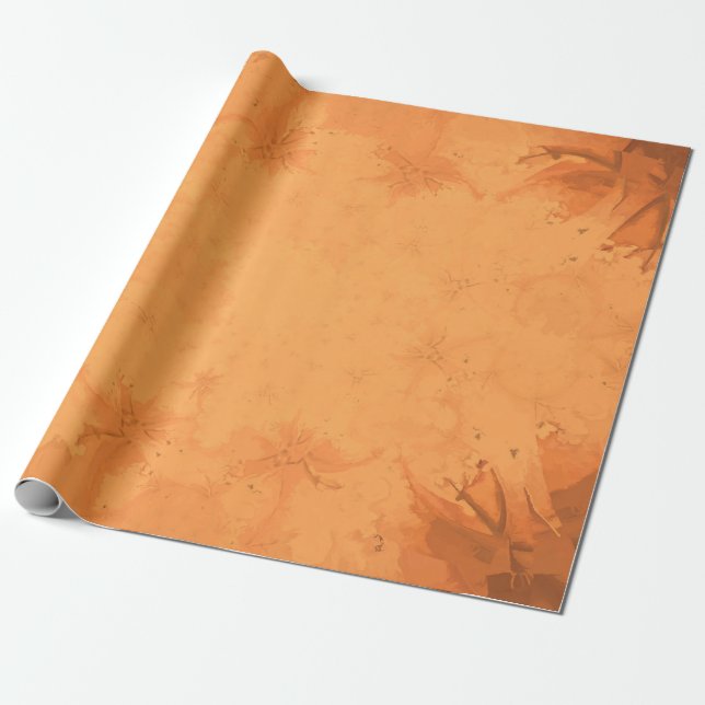 Papier Cadeau Automne Victorien Brown Orange Motif (Déroulé)