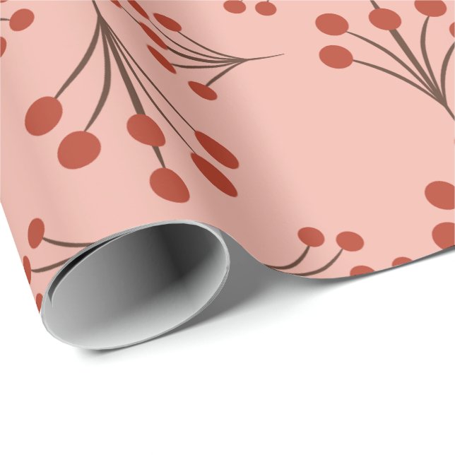 Papier Cadeau Automne Winterberry Art Déco (Coin rond)