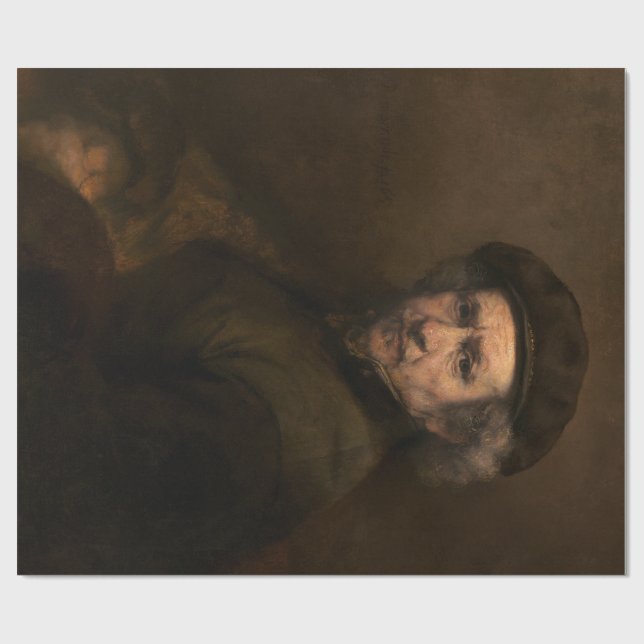 Papier Cadeau Autoportrait de Rembrandt : Peintre de l'Âge d'or  (Plat)