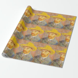 Papier Cadeau Autoportrait de Vincent Van Gogh avec chapeau de p