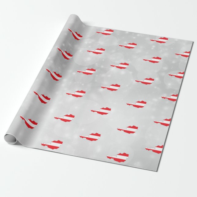Papier Cadeau Autriche Drapeau Autriche Carte (Déroulé)