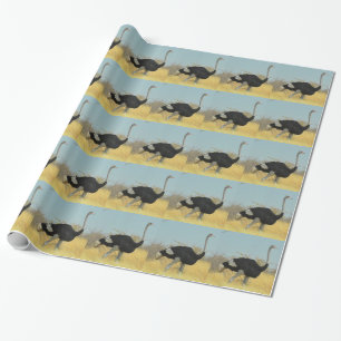 Papier Cadeau Autruche en course