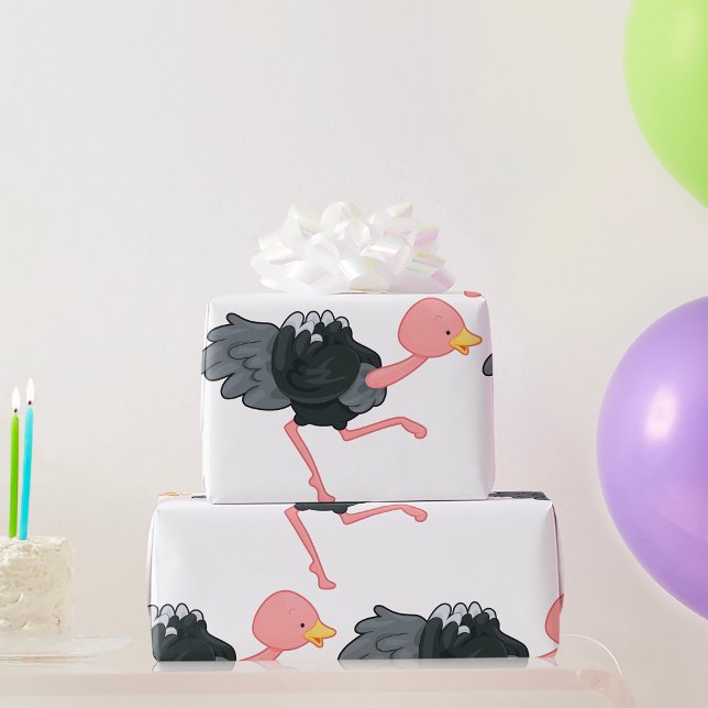 Papier Cadeau Autruche en course (Créateur téléchargé)
