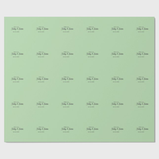 Papier Cadeau Avec amour ajouter nom de couple mariage simple mi (Plat)