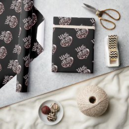 Papier Cadeau Avec amour Valentine rose coeur or noir