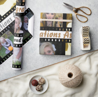 Papier Cadeau avec Bandes de Film Cinématographiqu