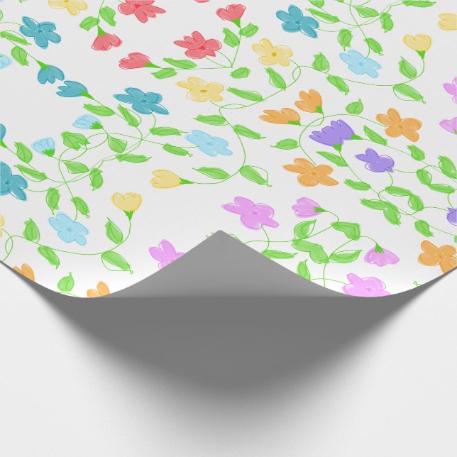 Papier Cadeau Avec Délicat Modèle Floral (Coin)