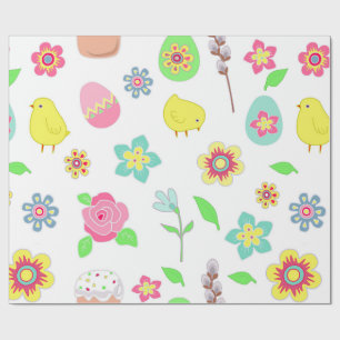 papier cadeau avec des motifs de Pâques