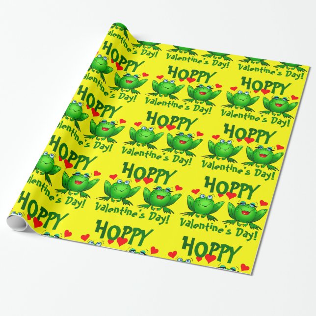 Papier cadeau avec grenouilles de dessin animé pou (Déroulé)