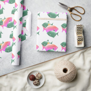papier cadeau avec motif poisson 