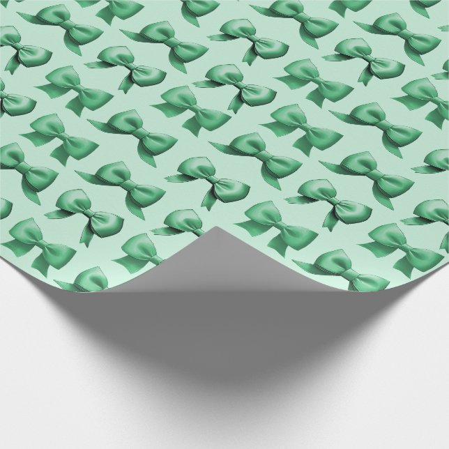 Papier cadeau avec noeud vert pour les fêtes (Coin)