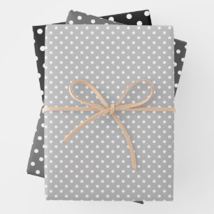 Papier Cadeau Avec Points Blancs Sur Fond Gris Noi