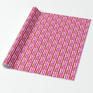 PAPIER CADEAU AVEC TULIPES ROSES, ROUGES ET VIOLET
